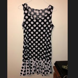 MSK Black and white polka dot midi dress
